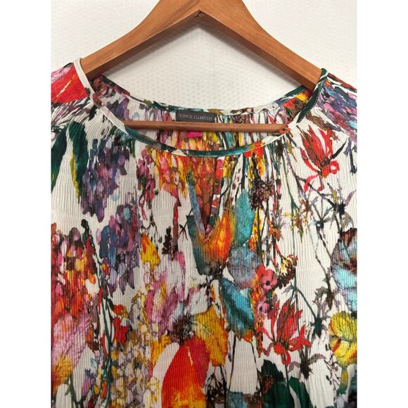 Vince Camuto Floral Boho Blouse Multicolor 3/4 Sleeve Lightweight Top Medium - Picture 2 of 11